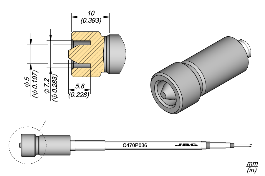 C470P036 - Inner Pin Connector Chrome Finish Cartridge